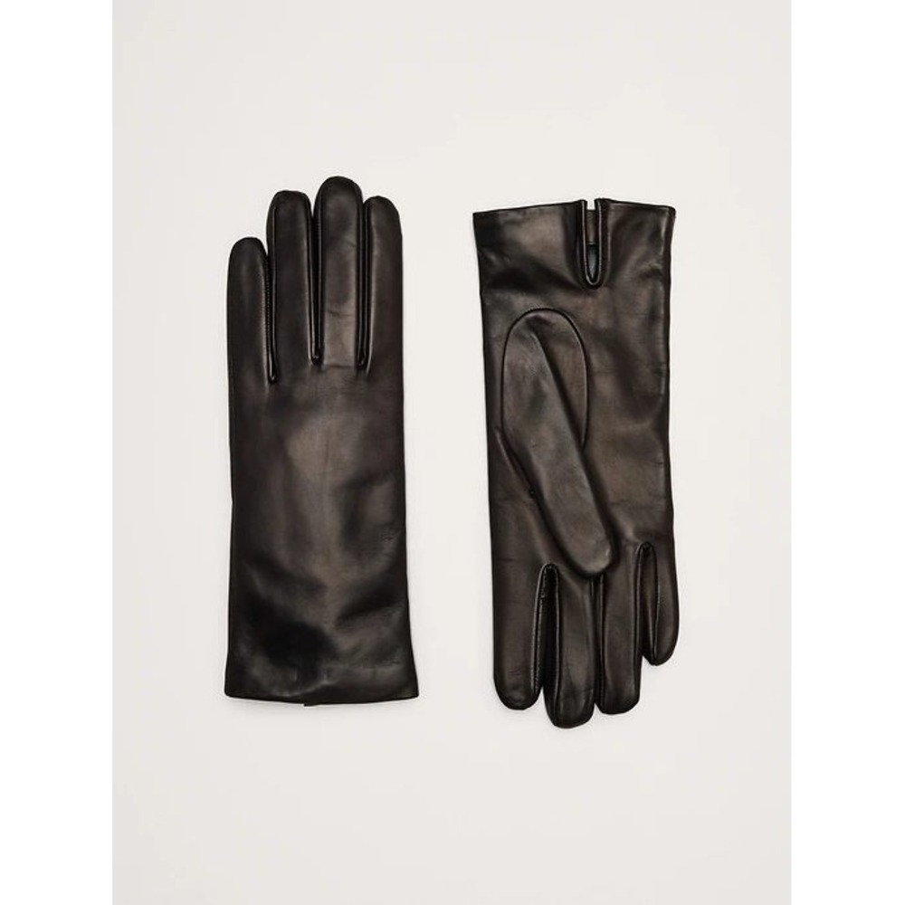 Banana Republic Leather Gloves L Black Cashmere Lined Sheepskin Dress Winter